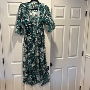 Miami Green Leaf Long Sleeve Dress